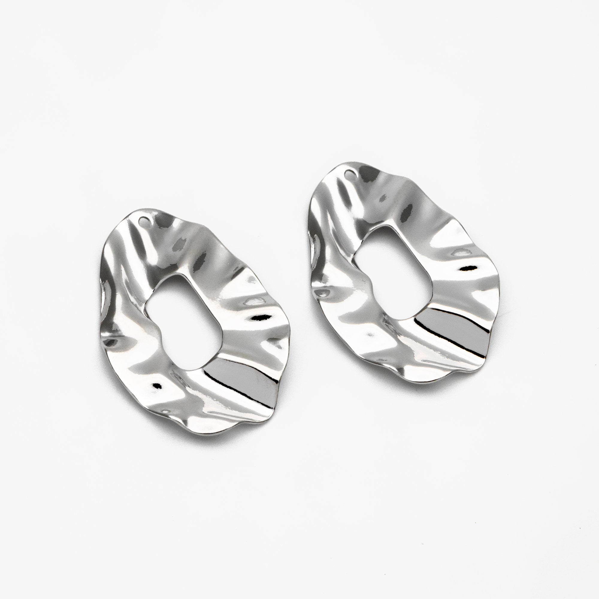 10pcs Gold/ Silver Hammered Disc Oval Charms 33x22mm, Gold/ Rhodium plated Brass Irregular Hammered Charms (GB-402-F)